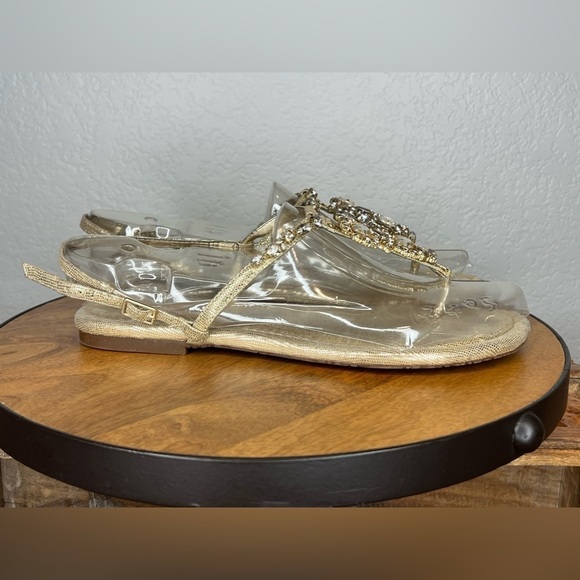 398. Arturo Chang Gold Bedazzled Sandals Size 9 - Picture 4 of 6